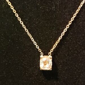 Gold Chain Necklace with Crystal Pendant